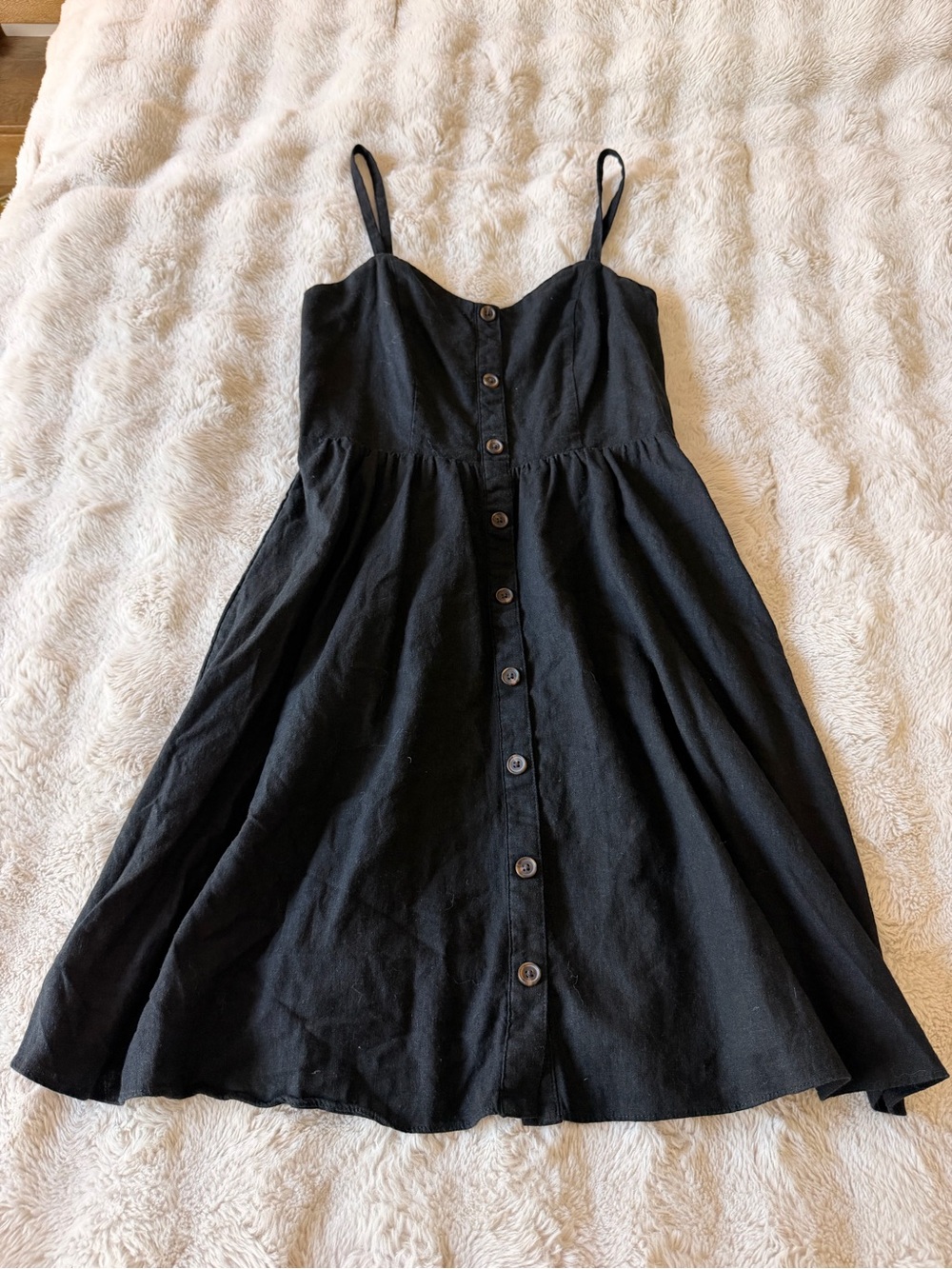 Old Navy Black Button-Front Spaghetti Strap Midi Dress